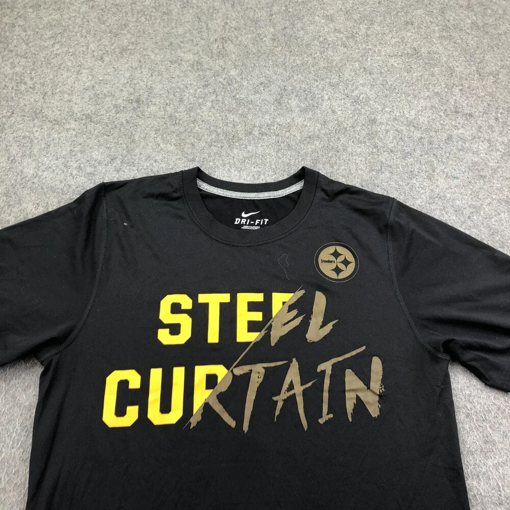 Pittsburgh Steelers Shirt Mens Small Black NFL Nike Dri Fit Steel Curtain